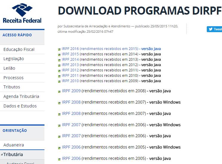 Declaração imposto de renda 2017 - baixar programa